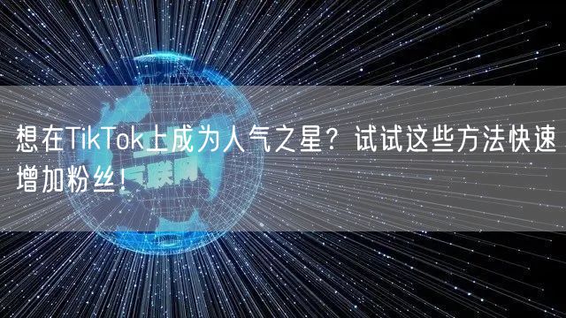 想在TikTok上成为人气之星？试试这些方法快速增加粉丝！