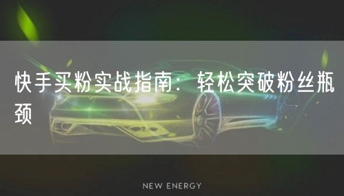 快手买粉实战指南：轻松突破粉丝瓶颈