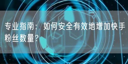 专业指南：如何安全有效地增加快手粉丝数量？