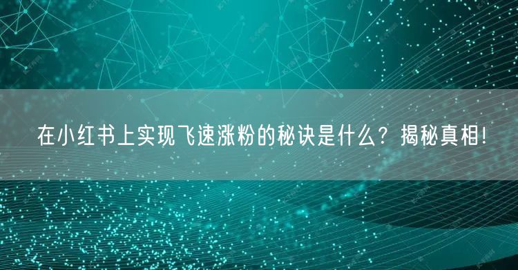 在小红书上实现飞速涨粉的秘诀是什么？揭秘真相！