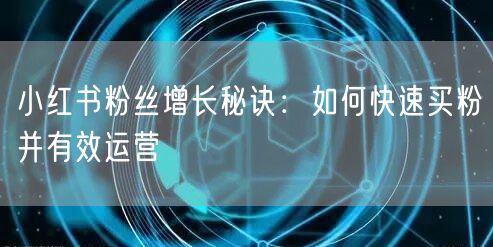 小红书粉丝增长秘诀：如何快速买粉并有效运营