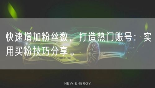 快速增加粉丝数，打造热门账号：实用买粉技巧分享。