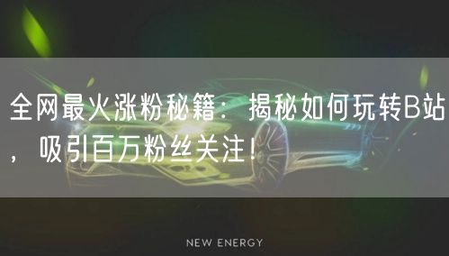 全网最火涨粉秘籍：揭秘如何玩转B站，吸引百万粉丝关注！