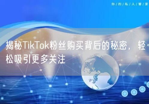 揭秘TikTok粉丝购买背后的秘密，轻松吸引更多关注