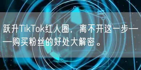 跃升TikTok红人圈，离不开这一步——购买粉丝的好处大解密。