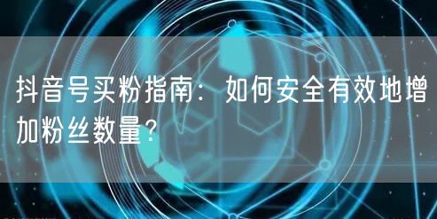 抖音号买粉指南：如何安全有效地增加粉丝数量？
