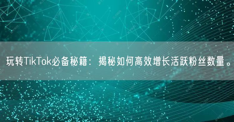 玩转TikTok必备秘籍：揭秘如何高效增长活跃粉丝数量。