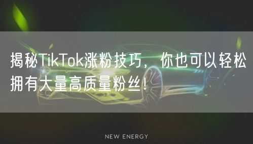揭秘TikTok涨粉技巧，你也可以轻松拥有大量高质量粉丝！