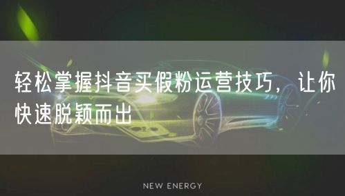 轻松掌握抖音买假粉运营技巧，让你快速脱颖而出