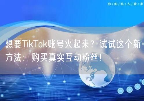 想要TikTok账号火起来？试试这个新方法：购买真实互动粉丝！