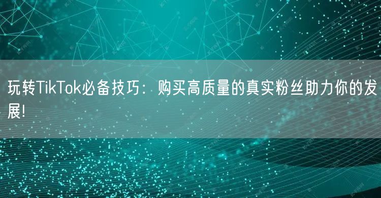 玩转TikTok必备技巧：购买高质量的真实粉丝助力你的发展!