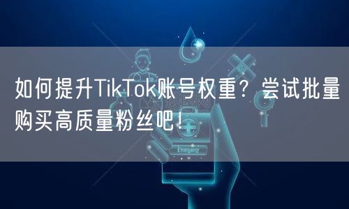 如何提升TikTok账号权重？尝试批量购买高质量粉丝吧！