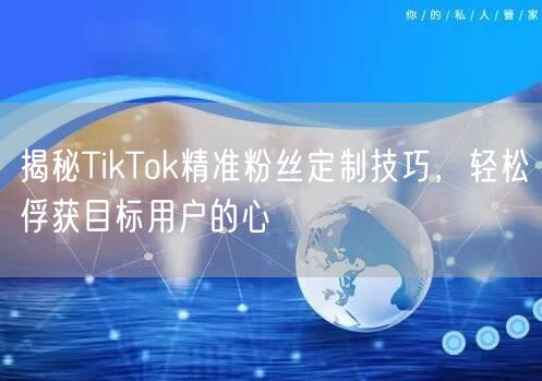 揭秘TikTok精准粉丝定制技巧，轻松俘获目标用户的心