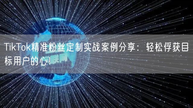 TikTok精准粉丝定制实战案例分享：轻松俘获目标用户的心！