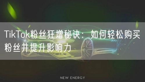 TikTok粉丝狂增秘诀:如何轻松购买粉丝并提升影响力