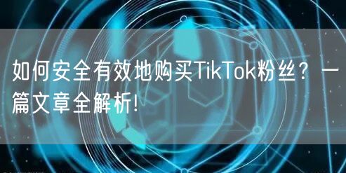 如何安全有效地购买TikTok粉丝？一篇文章全解析!