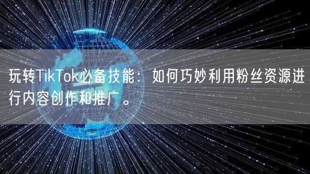 玩转TikTok必备技能：如何巧妙利用粉丝资源进行内容创作和推广。