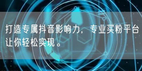 打造专属抖音影响力，专业买粉平台让你轻松实现。