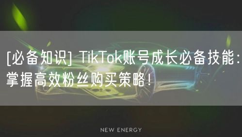 [必备知识] TikTok账号成长必备技能：掌握高效粉丝购买策略！