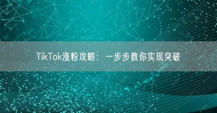 TikTok涨粉攻略：一步步教你实现突破
