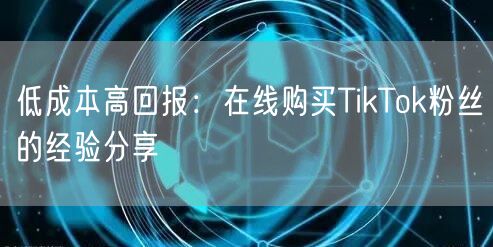低成本高回报：在线购买TikTok粉丝的经验分享