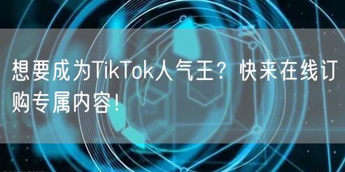 想要成为TikTok人气王？快来在线订购专属内容！