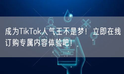 成为TikTok人气王不是梦！立即在线订购专属内容体验吧！