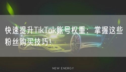 快速提升TikTok账号权重：掌握这些粉丝购买技巧！