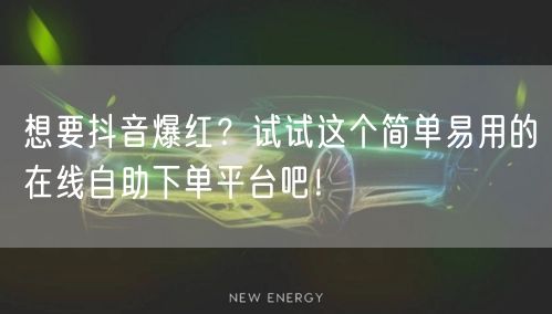 想要抖音爆红？试试这个简单易用的在线自助下单平台吧！