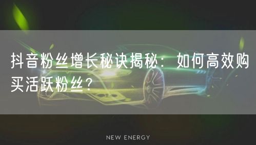抖音粉丝增长秘诀揭秘：如何高效购买活跃粉丝？