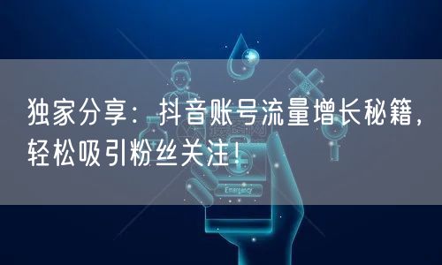 独家分享：抖音账号流量增长秘籍，轻松吸引粉丝关注！