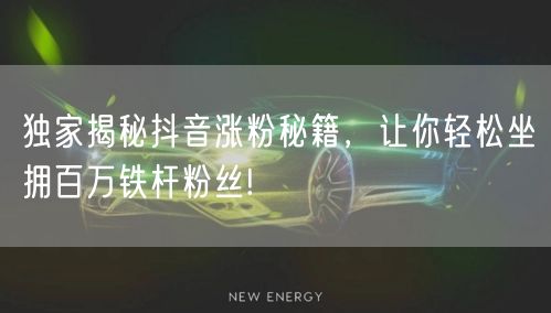 独家揭秘抖音涨粉秘籍，让你轻松坐拥百万铁杆粉丝!