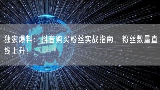 独家爆料：抖音购买粉丝实战指南，粉丝数量直线上升！