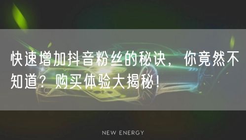 快速增加抖音粉丝的秘诀，你竟然不知道？购买体验大揭秘！