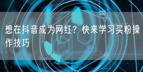 想在抖音成为网红？快来学习买粉操作技巧