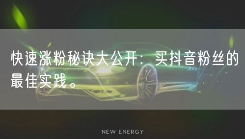 快速涨粉秘诀大公开：买抖音粉丝的最佳实践。