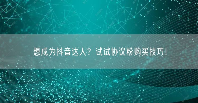 想成为抖音达人？试试协议粉购买技巧！
