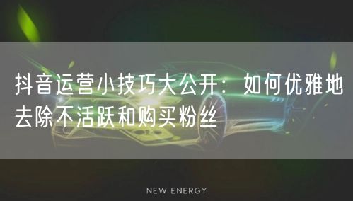 抖音运营小技巧大公开：如何优雅地去除不活跃和购买粉丝