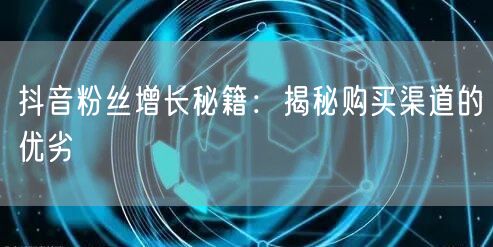抖音粉丝增长秘籍：揭秘购买渠道的优劣