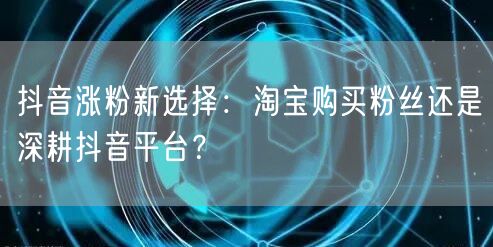 抖音涨粉新选择：淘宝购买粉丝还是深耕抖音平台？