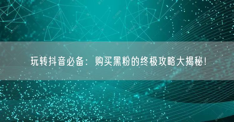 玩转抖音必备：购买黑粉的终极攻略大揭秘！