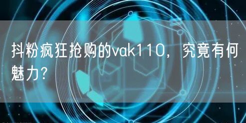 抖粉疯狂抢购的vak110，究竟有何魅力？