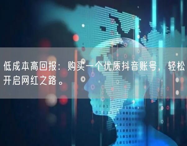 低成本高回报：购买一个优质抖音账号，轻松开启网红之路。