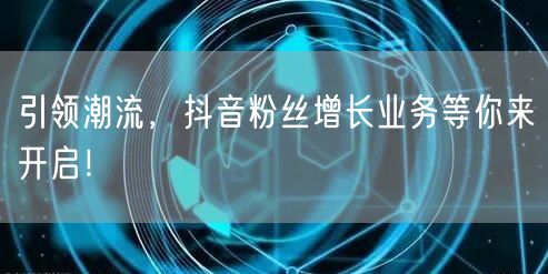 引领潮流，抖音粉丝增长业务等你来开启！