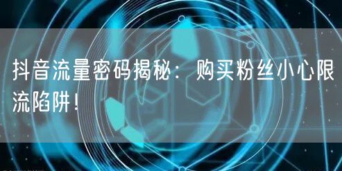 抖音流量密码揭秘：购买粉丝小心限流陷阱！