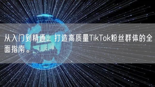 从入门到精通：打造高质量TikTok粉丝群体的全面指南。