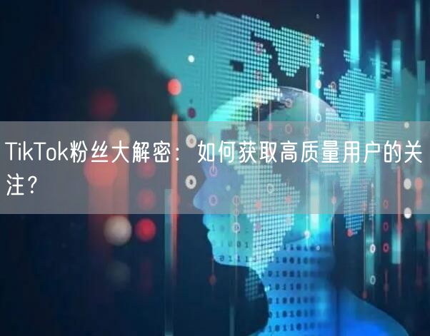 TikTok粉丝大解密：如何获取高质量用户的关注？