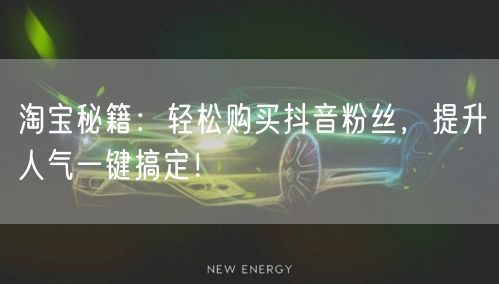淘宝秘籍：轻松购买抖音粉丝，提升人气一键搞定！