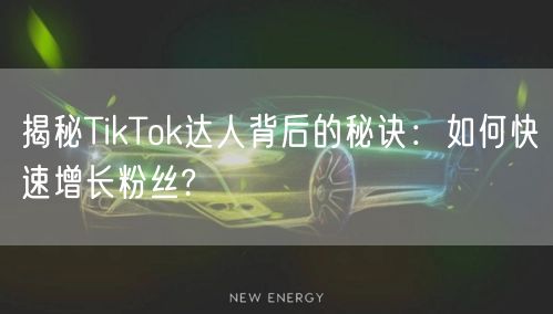 揭秘TikTok达人背后的秘诀：如何快速增长粉丝?