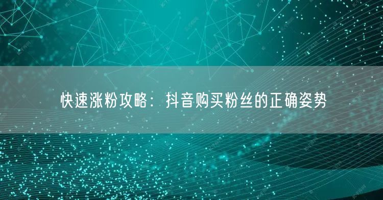 快速涨粉攻略：抖音购买粉丝的正确姿势